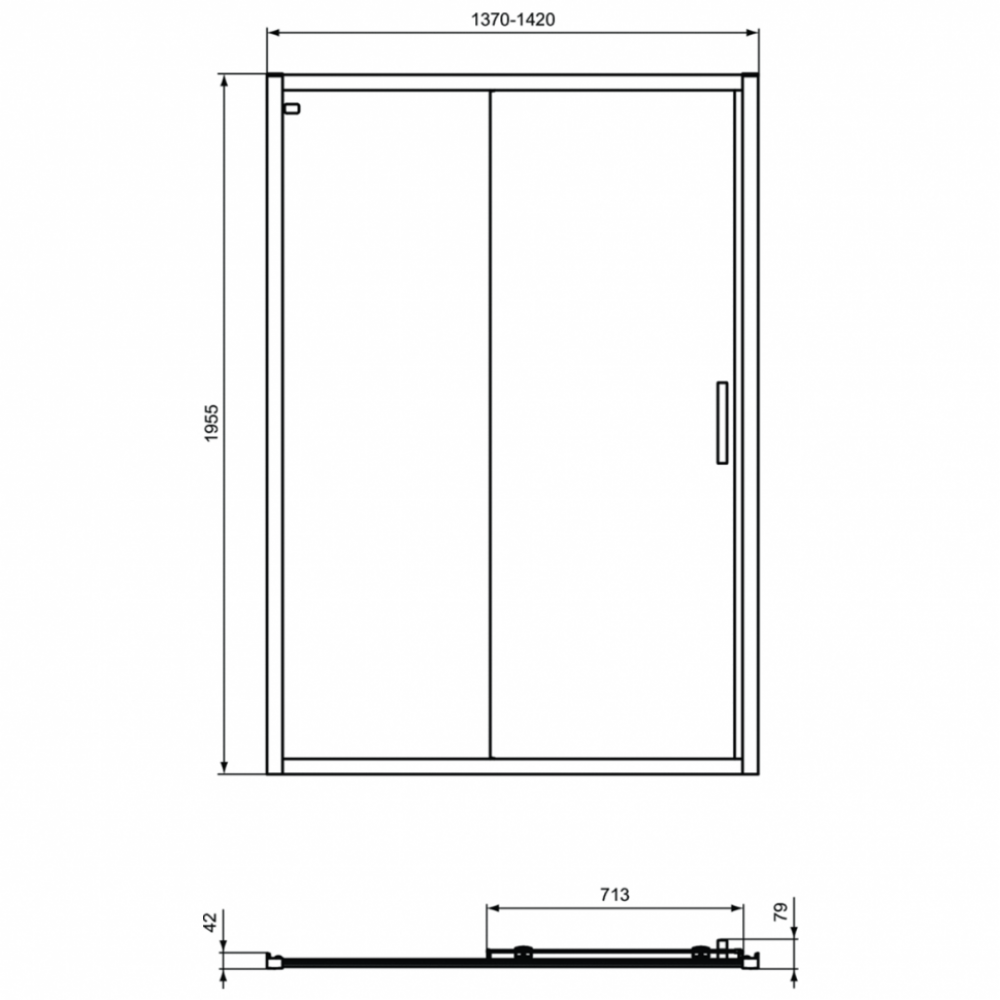 Душевая дверь Ideal Standard Connect 2 140 профиль белый стекло прозрачное K968601 - 1