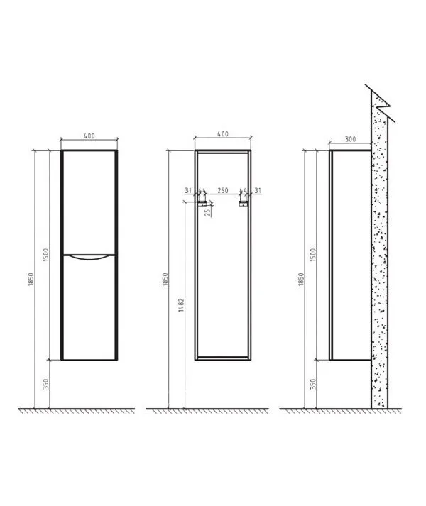 Шкаф-пенал Belbagno Luxury 40х150 хром  LUXURY/SOFT-1500-2A-SC-ME-RIGHT - 2