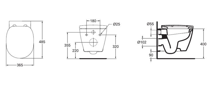 Унитаз подвесной Ideal Standard Connect с крышкой, белый (E804601) - 5