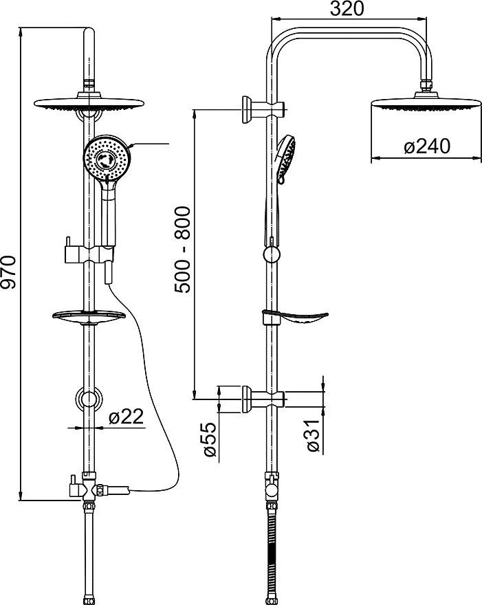 Душевая стойка Paini RS 50CR191RSP3 - 2