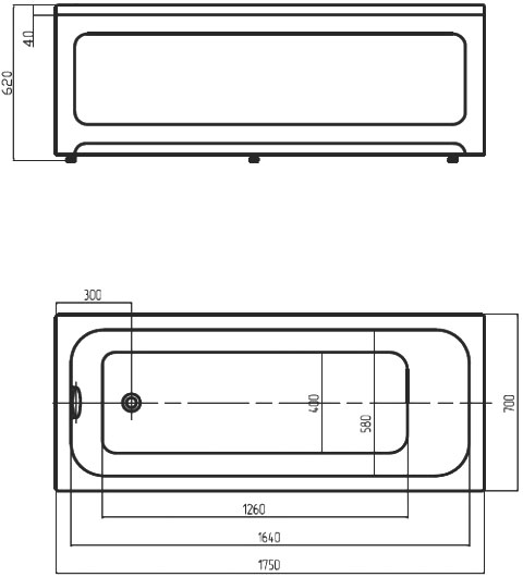 Акриловая ванна Акватек Мия 175x70 MIY175-0000001 - 3