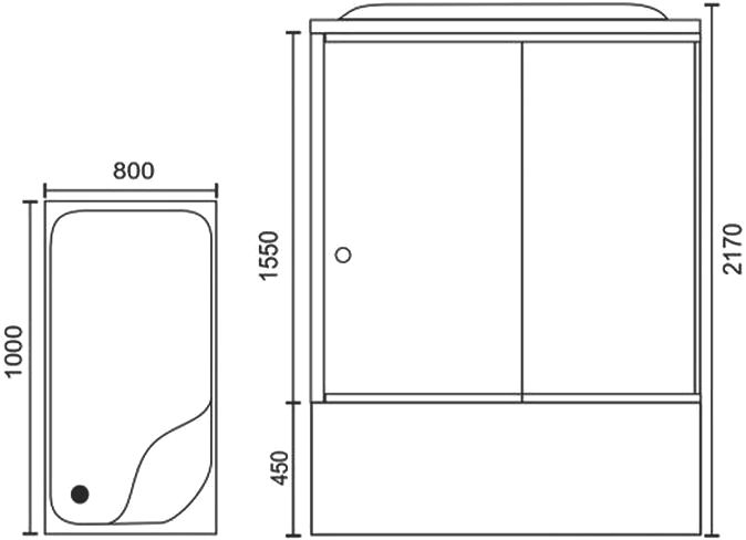 Душевая кабина Royal Bath BP 100х80 R профиль белый стекло прозрачное  RB8100BP6-WT-R - 4