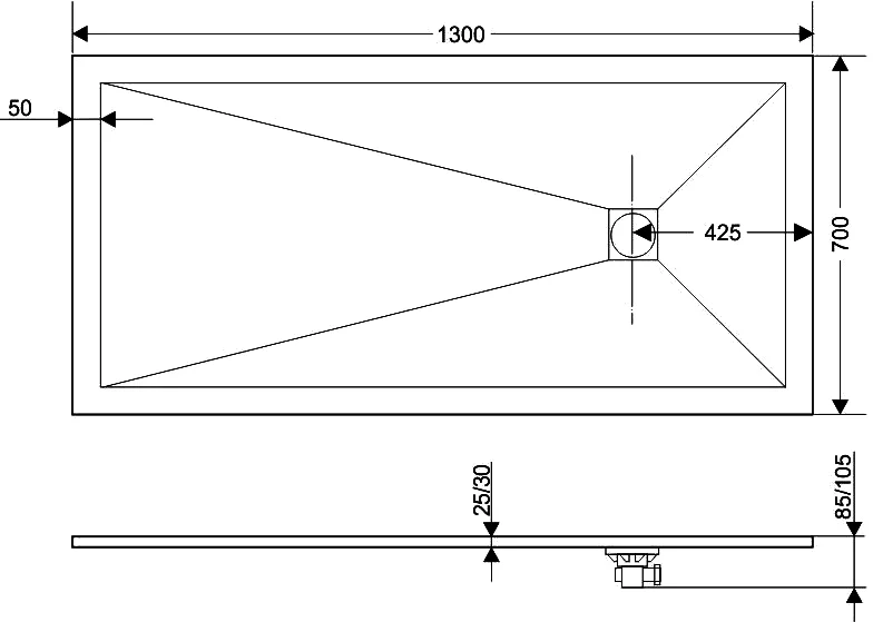 Поддон для душа RGW Stone Tray ST-0137G 70х130 серый  16152713-02 - 2