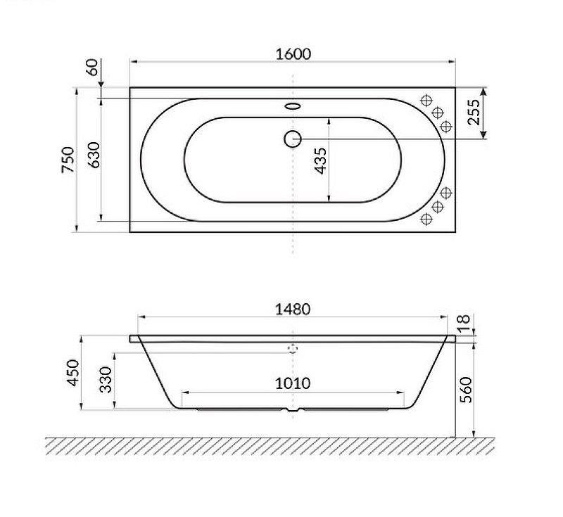 Акриловая ванна Excellent Oceana Slim 160x75 белая WAEX.OCE16WHS - 3