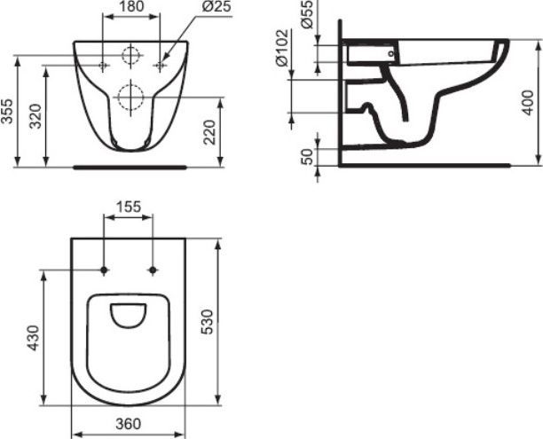 Чаша для подвесного унитаза Ideal Standard Tempo белый, без сиденья  T331101 - 2