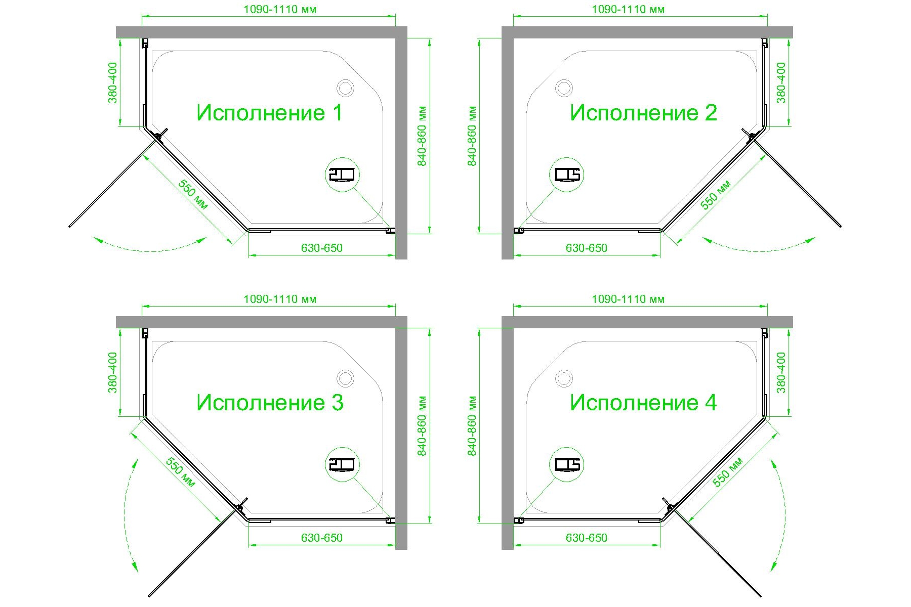 Душевой уголок Royal Bath TR 85х110 профиль белый стекло матовое RB1185TR-C - 3