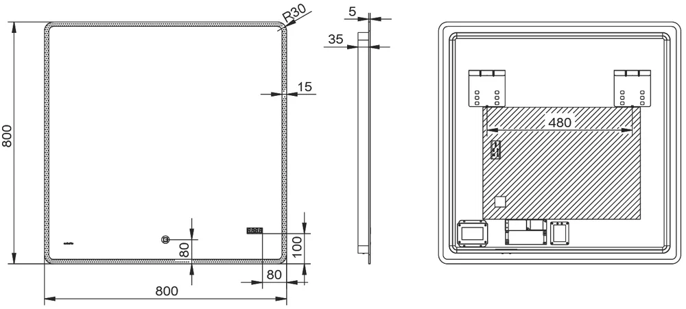 Зеркало Esbano 80х80 с подсветкой  ESMI2073TDS - 2