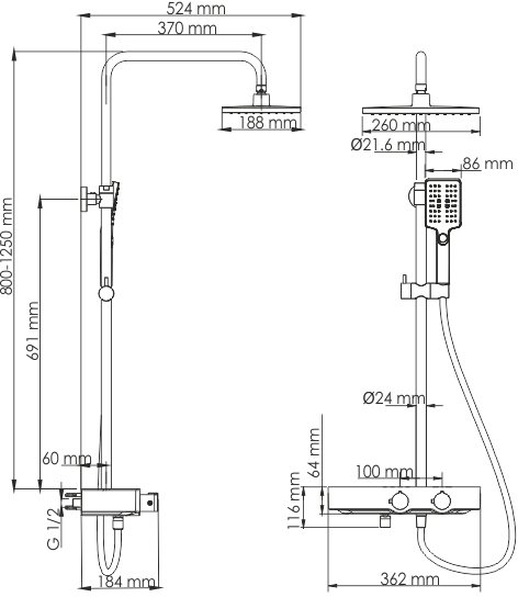 Душевая стойка Wasserkraft A11401 Thermo - 8