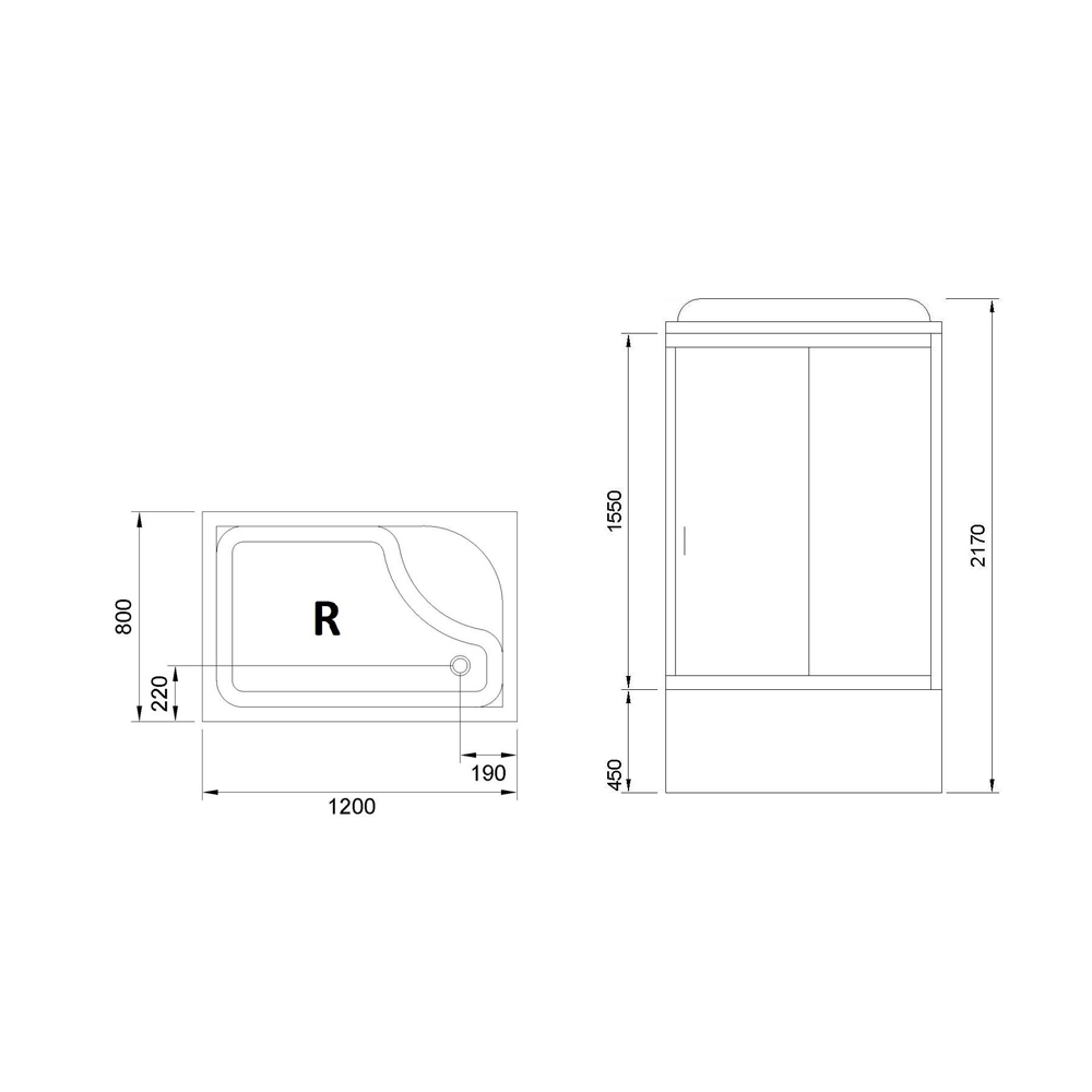 Душевая кабина Royal Bath BP 120х80 R профиль хром стекло матовое RB8120BP5-WC-CH-R - 2