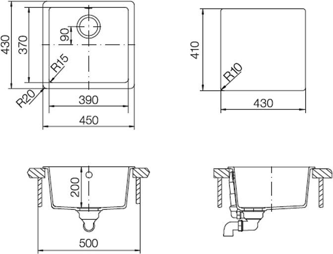 Мойка кухонная Schock Quadro 50 (N-100S) мокка 700513 - 1