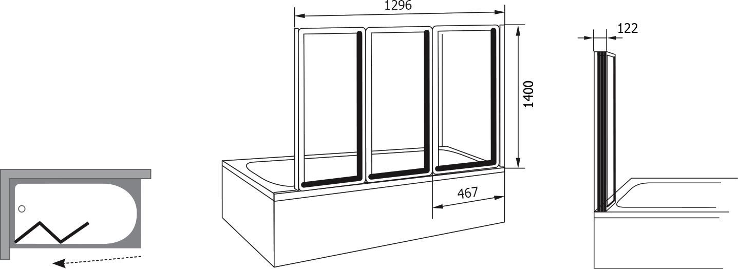 Шторки для ванной Ravak Supernova 129.6 см  795V0100ZG - 3