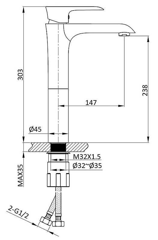 Смеситель для раковины Vincea Esse черный матовый VBF-1E2MB - 1