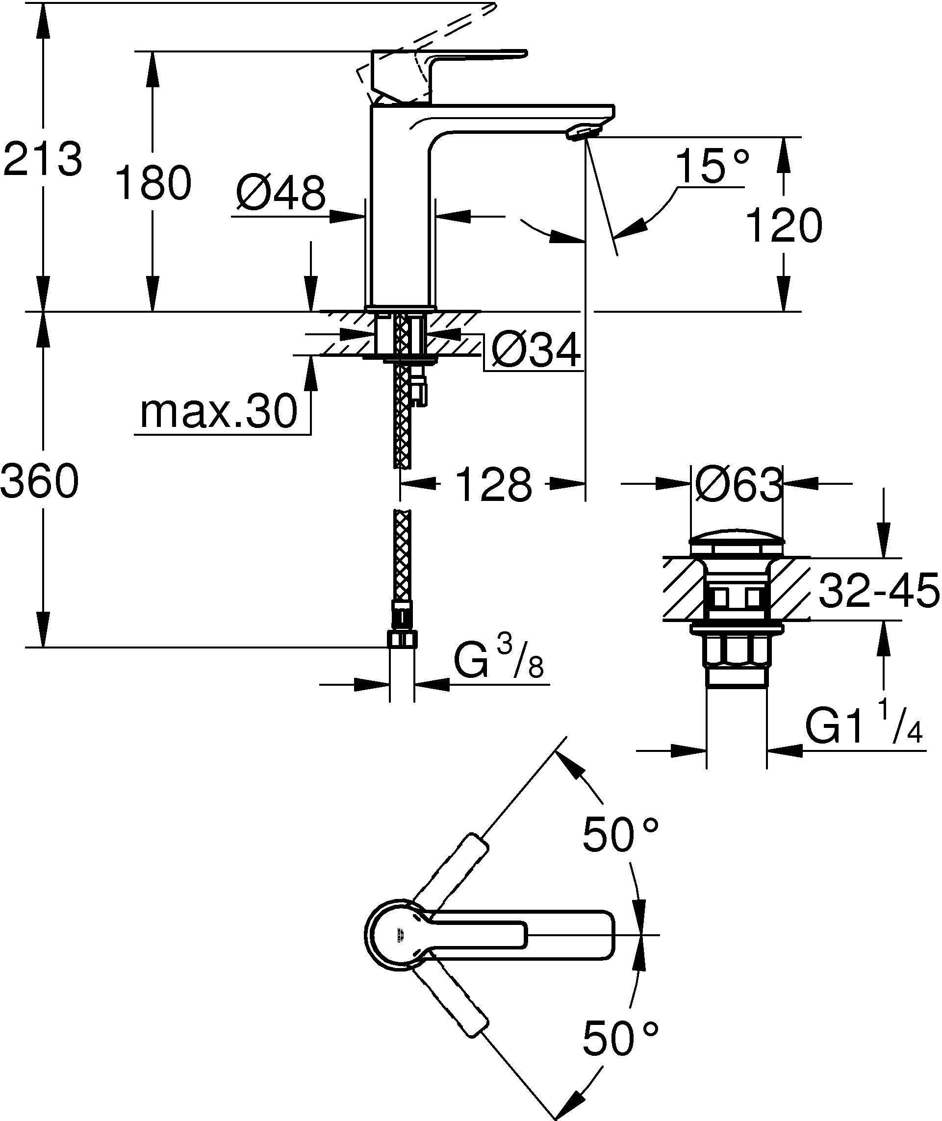 Смеситель Grohe Lineare New 23106001 для раковины - 1