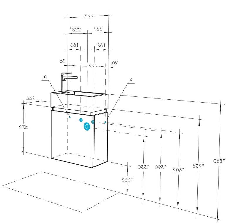 Комплект мебели подвесной Aquaton Эклипс 45 L белый-светлое дерево - 10