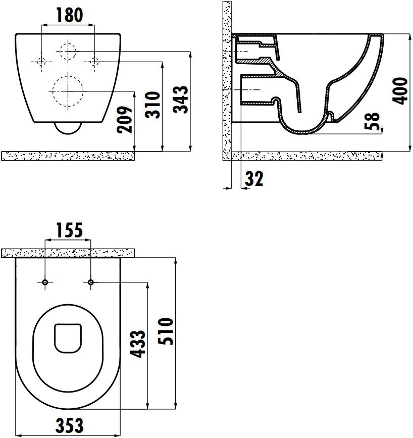 Унитаз подвесной Creavit Free FE322.F0100 капучино, сиденье микролифт FE322-11CM00E-0000 - 3