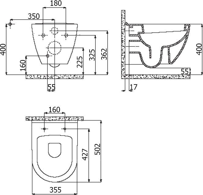 Чаша для унитаза подвесного Creavit Terra TP325 черная TP325-11SI00E-0000 - 5