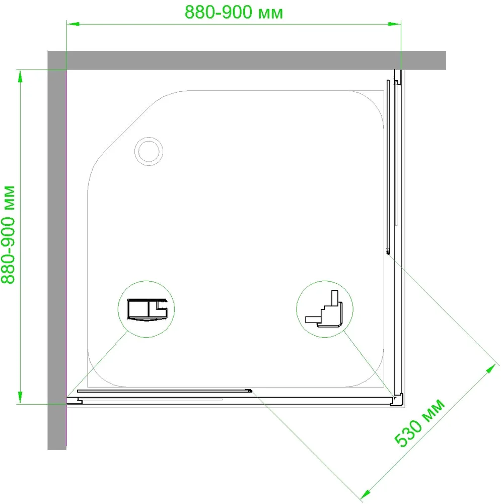 Душевой уголок Royal Bath HPD 90х90 профиль черный стекло матовое RB90HPD-C-BL - 4