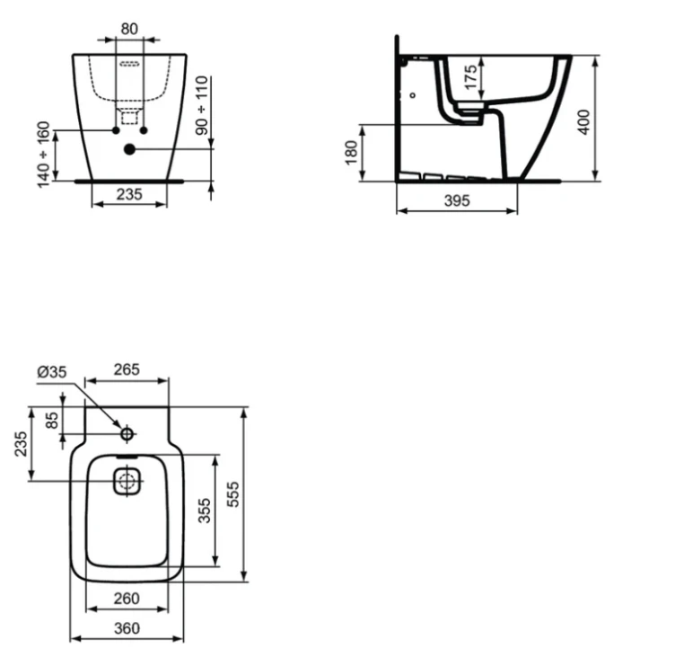 Биде напольное Ideal Standard Strada II белый T456701 - 1