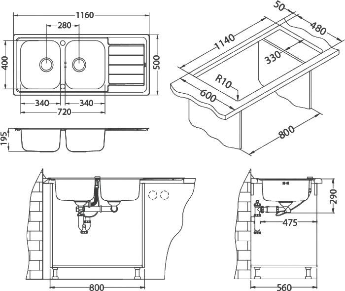 Мойка кухонная Alveus Line Maxim 100 1087975 - 2