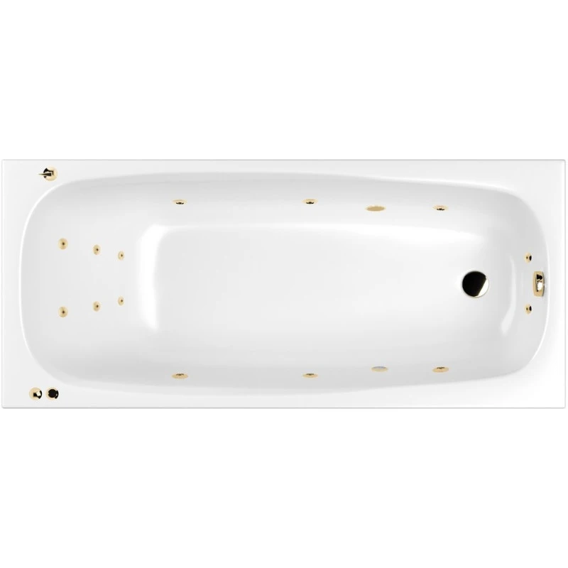 Акриловая ванна Whitecross Layla 180х80 белая золото с гидромассажем 0102.180080.100.SMART.GL - 0
