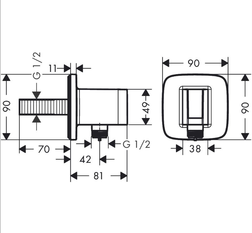 Шланговое подключение Hansgrohe Fixfit Q шлифованная бронза 26887140 - 1