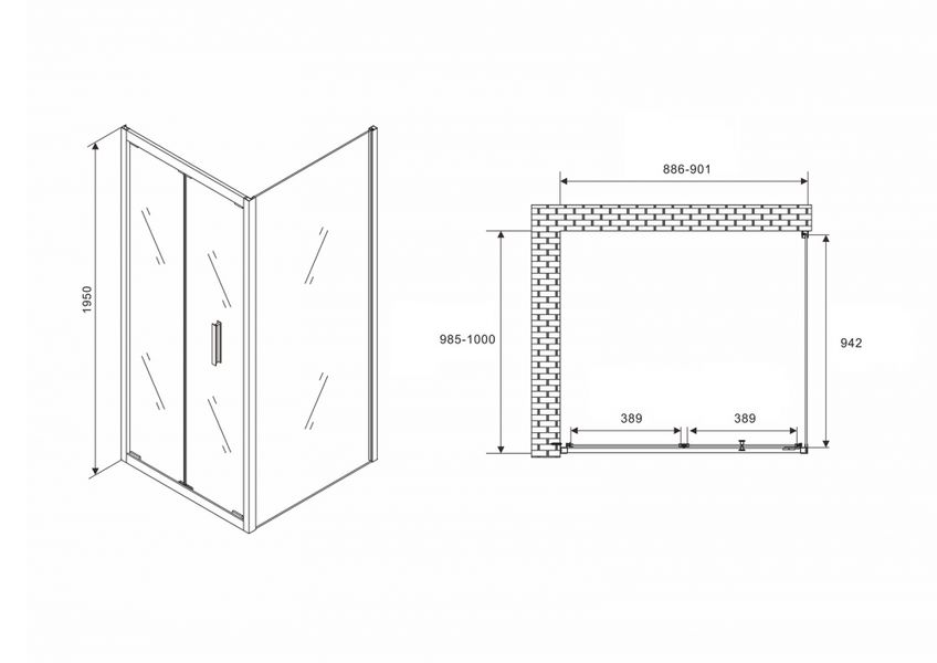 Душевой уголок Abber Sonnenstrand 90x100 профиль черный  AG07090B-S100B - 4