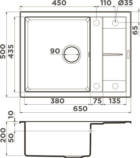 Мойка кухонная Omoikiri Sumi 65 темный шоколад 4993674 - 2