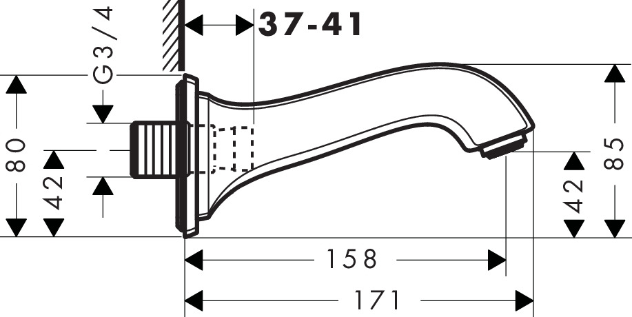 Излив Hansgrohe Metropol Classic 13425000 для ванны - 1