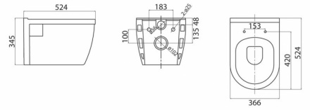 Чаша для подвесного унитаза Belbagno Loto белый, без сиденья  BB070CHR/SC - 3