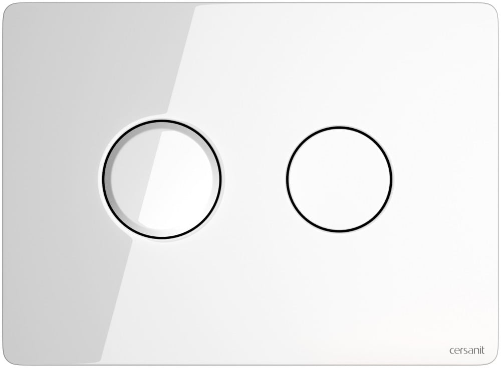 Кнопка смыва Cersanit Accento Circle BU-ACN-CIR-PN/Wh/Gl стеклянная, белая глянцевая P-BU-ACN-CIR-PN/Wh/Gl - 0