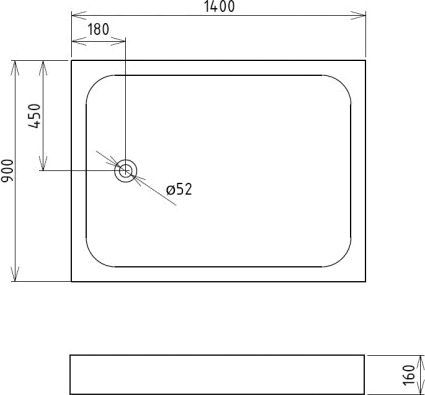 Душевой поддон Gemy  140x90 см  ST14 - 1