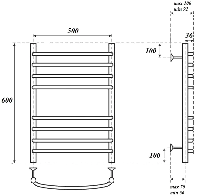 Полотенцесушитель электрический Point Альфа 50х60 хром PN05156SE - 1