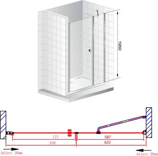 Душевая дверь Cezares Elena 150 хром стекло прозрачное ELENA-W-B-11-60+90-C-Cr - 7