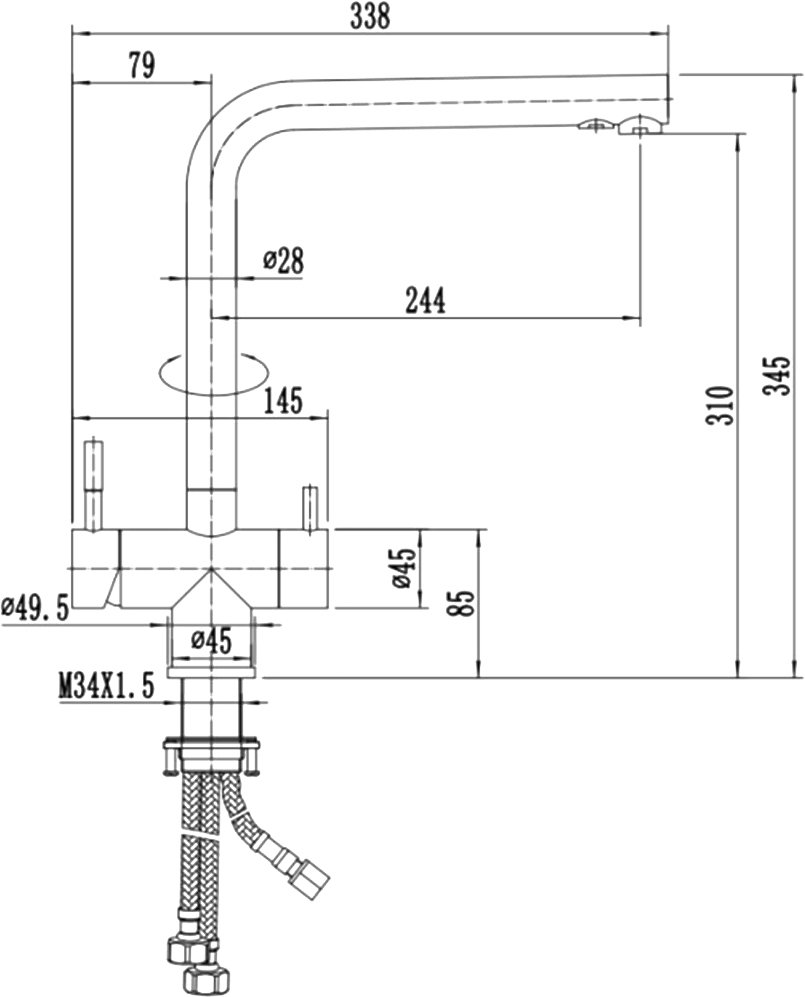 Смеситель Zorg Inox для кухонной мойки SZR-2020 BR/GRAFIT SZR-2020 BR/ GRAFIT - 1