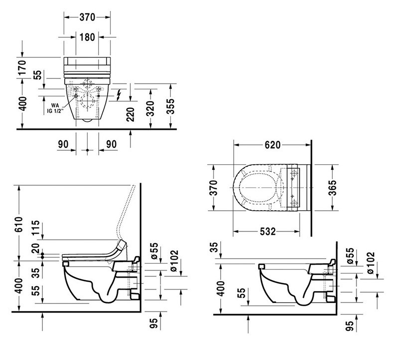 Чаша для унитаза подвесного Duravit Starck 3 SensoWash С 2226590000 - 1