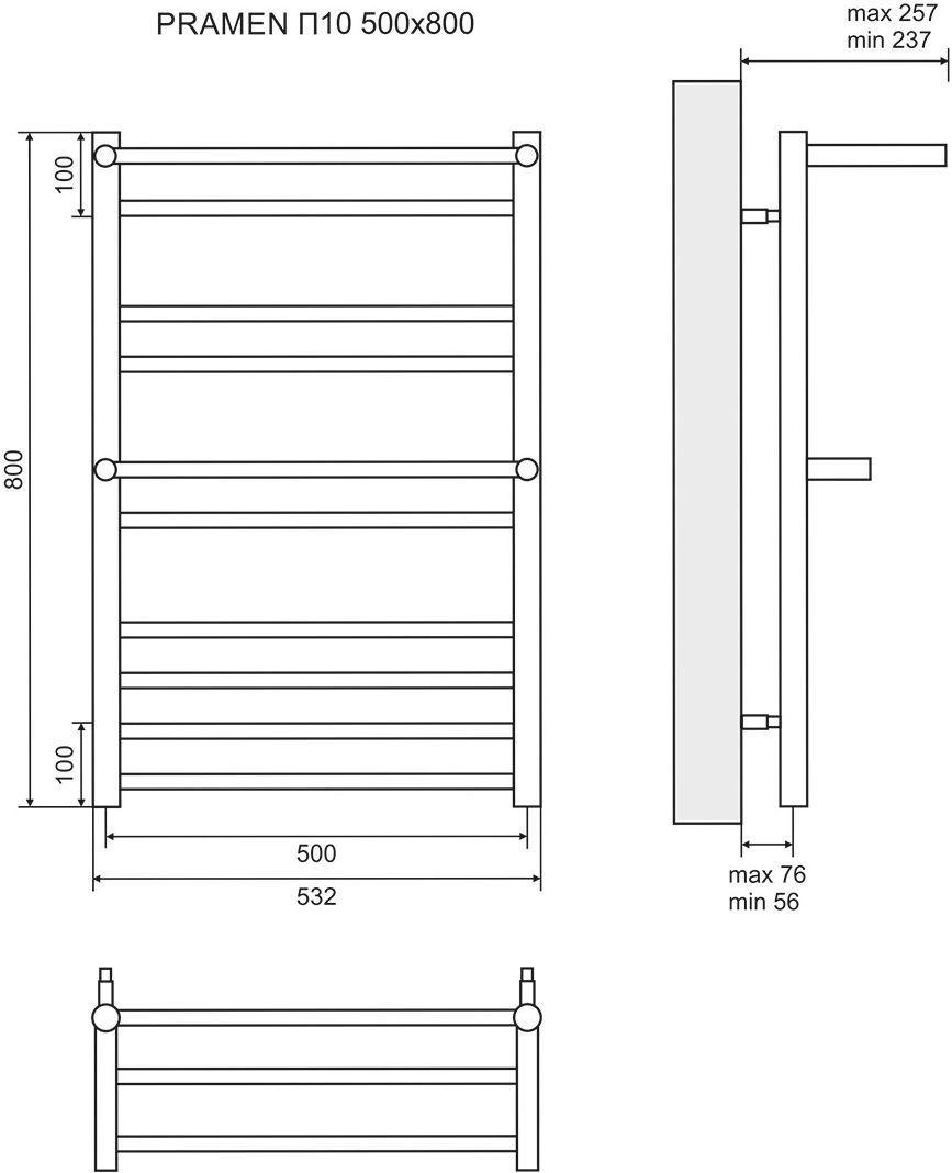 Полотенцесушитель водяной Lemark Pramen П10 50x80 LM33810 - 4