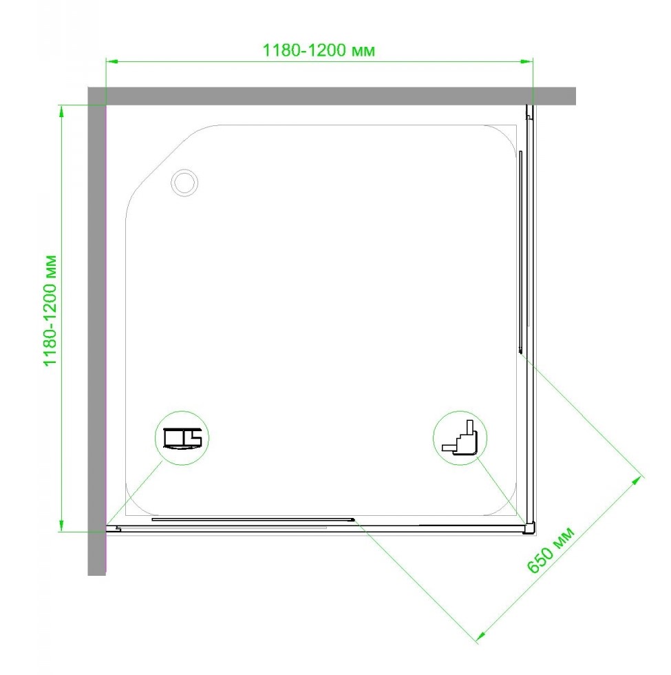 Душевой уголок Royal Bath HPD 120x120 профиль черный стекло матовое RB1212HPD-C-BL - 3