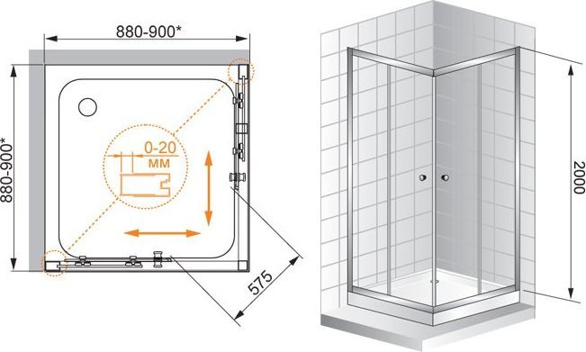 Душевой уголок Cezares Anima W A2 100 P Cr ANIMA-W-A-2-100-P-Cr - 5