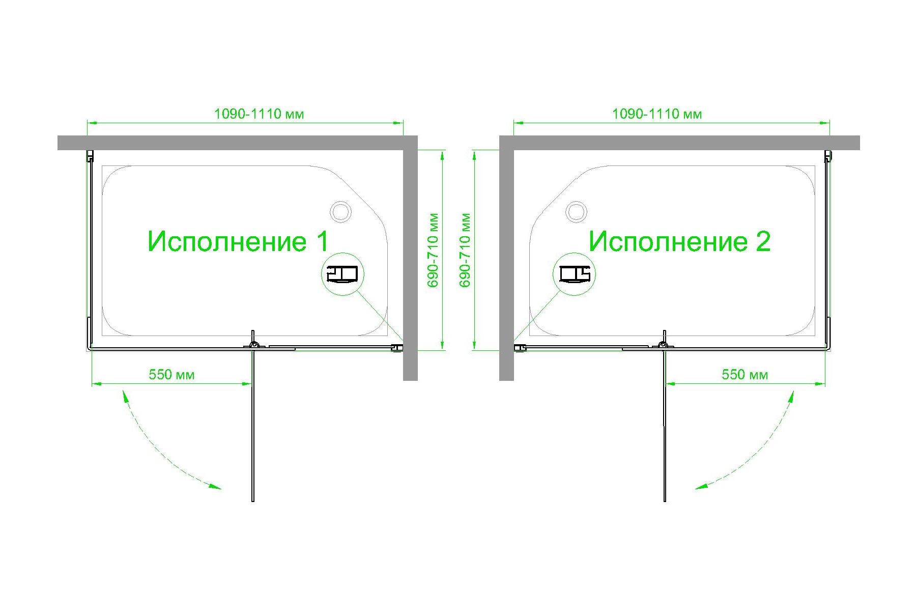 Душевой уголок Royal Bath HPVD 110х70 профиль белый стекло прозрачное RB7110HPVD-T - 3