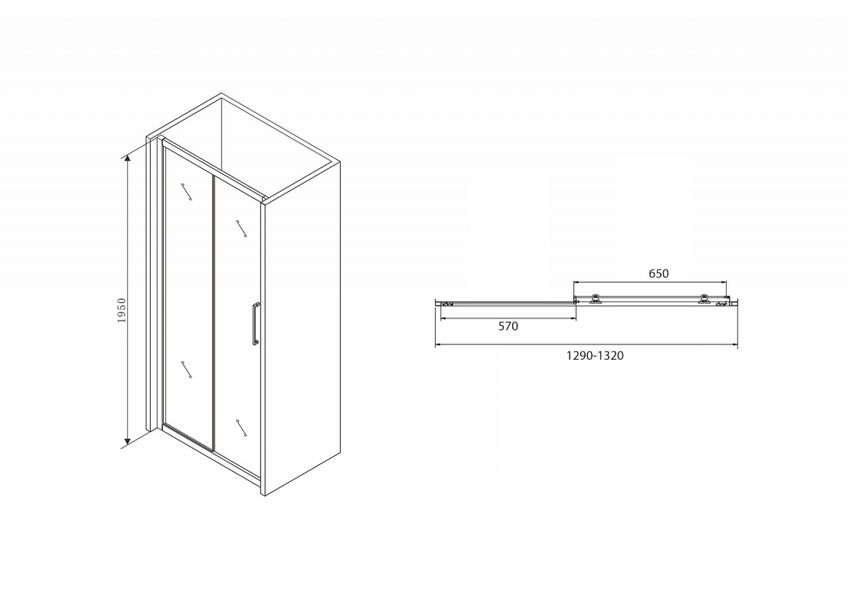 Душевая дверь ABBER Schwarzer Diamant 130 профиль черный  AG30130BH - 4