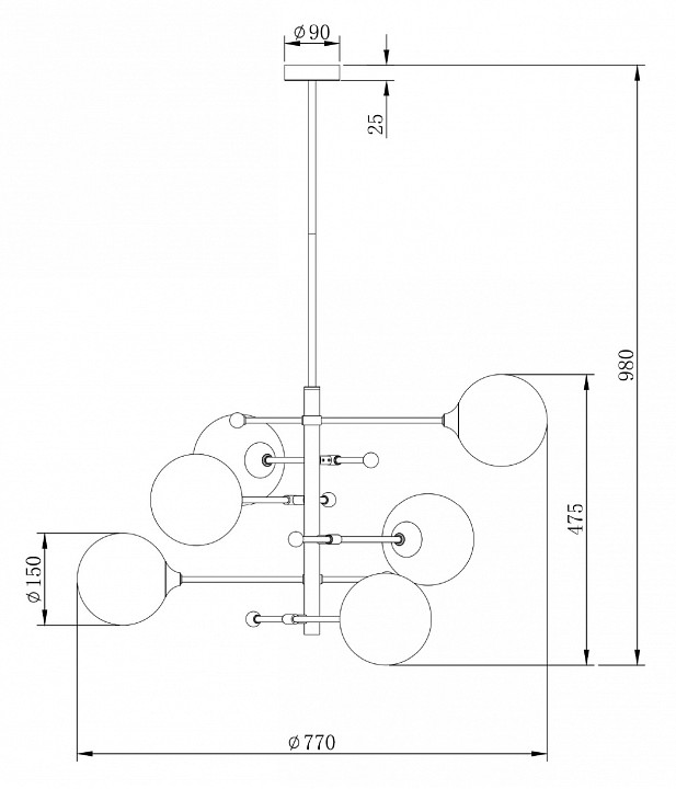 Подвесная люстра Freya Maddison FR5115PL-06BZ - 2