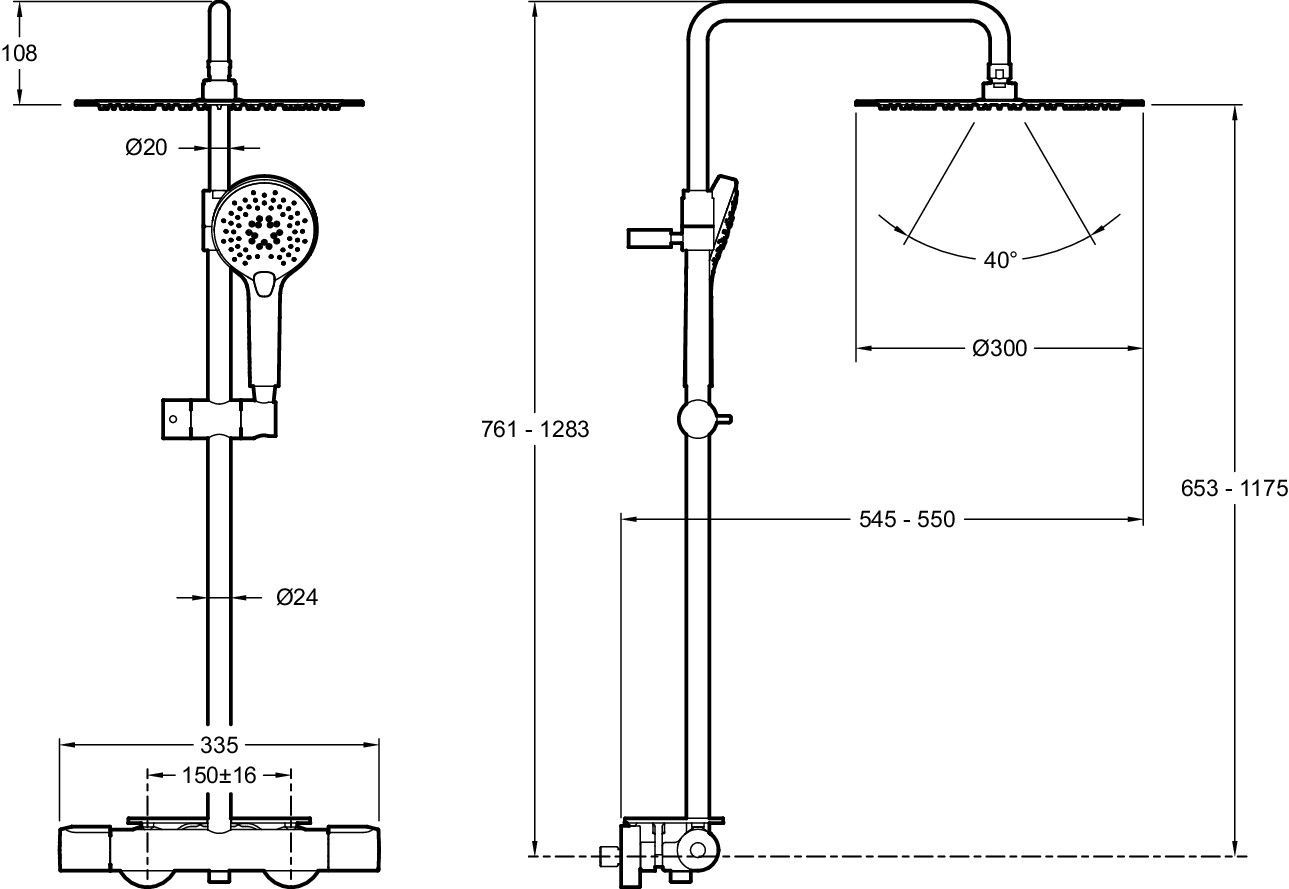 Душевая стойка Jacob Delafon Metro E26589-CP с полкой - 1