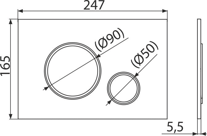 Кнопка смыва AlcaPlast THIN M772 хром матовый / хром глянцевый - 1