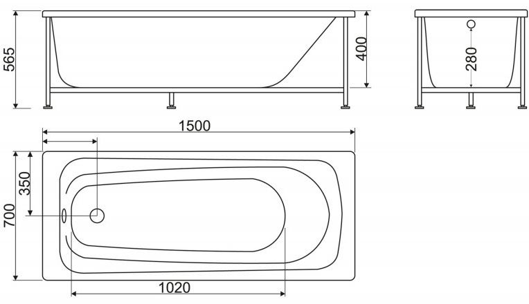 Акриловая ванна BelBagno BB102-150-70 - 5