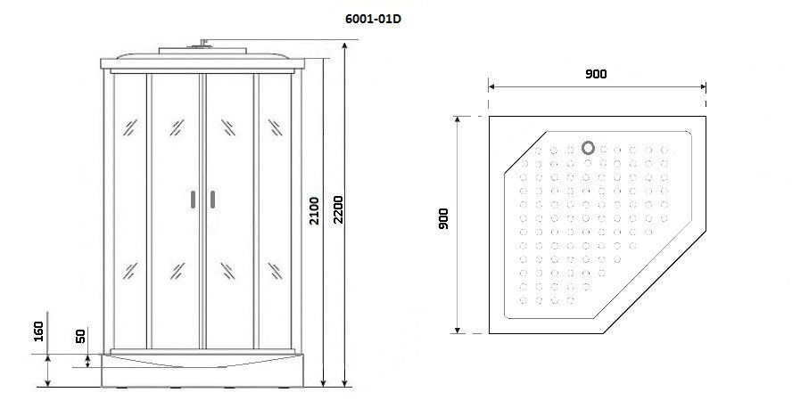 Душевая кабина Niagara Premium NG-6001-01D 90х90х220 60010114D - 2