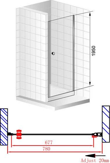 Душевая дверь Cezares Elena 80 хром стекло рифленое ELENA-W-B-1-80-P-Cr-R - 6