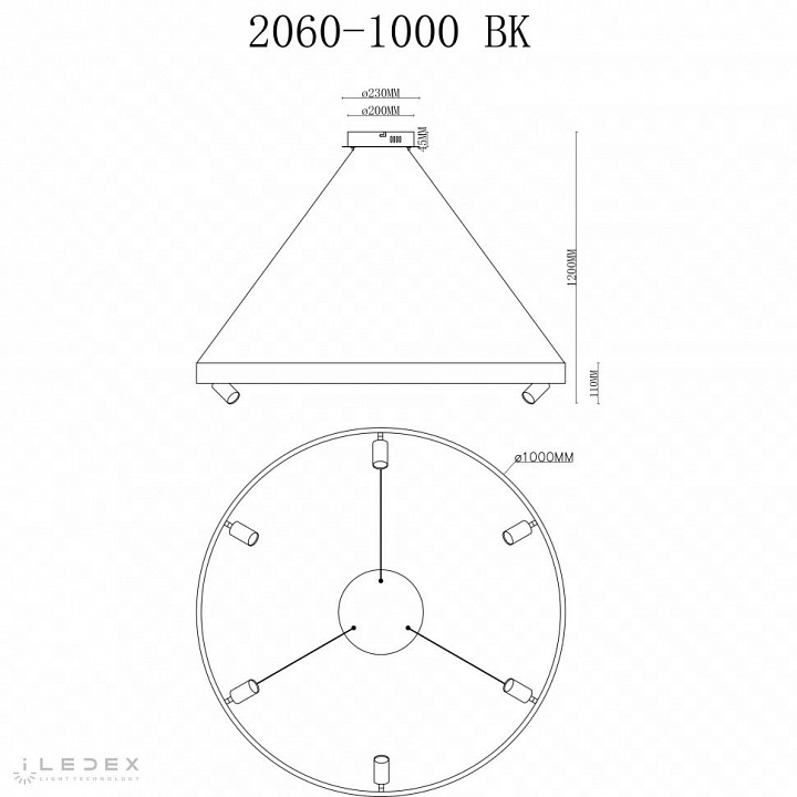 Подвесная люстра iLedex Vision 2060-D1000 BK - 2