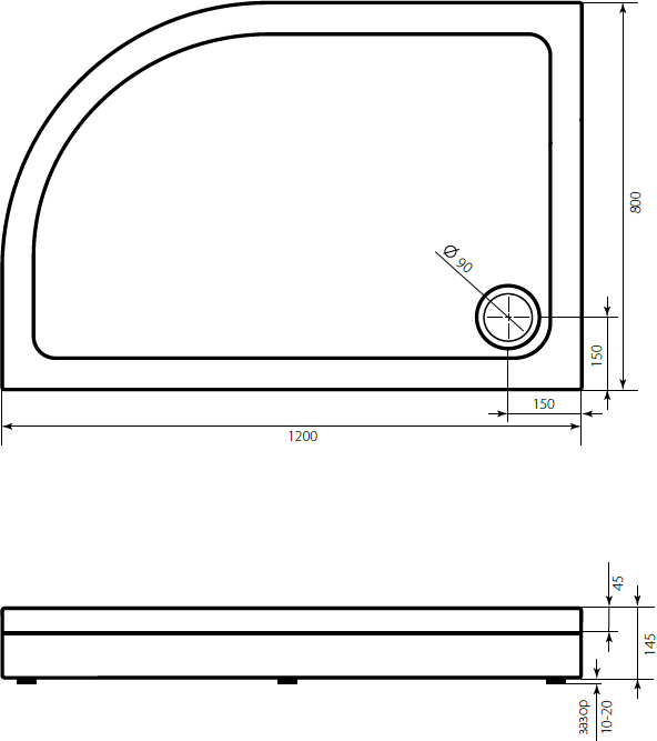 Поддон для душа STWORKI Хельсинки 120x80 L, с сифоном 555197 - 2