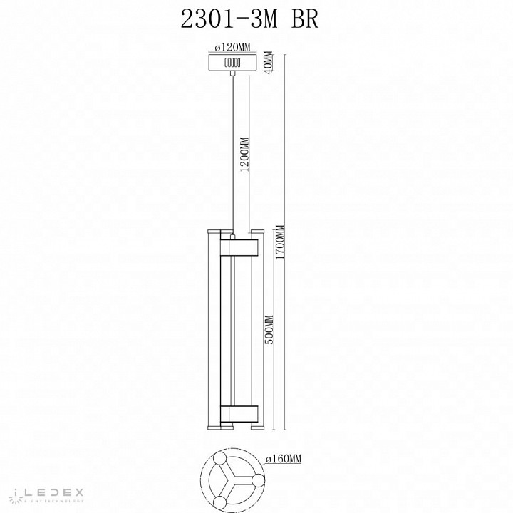 Подвесной светильник iLedex Rocks 2301-3M BR - 2