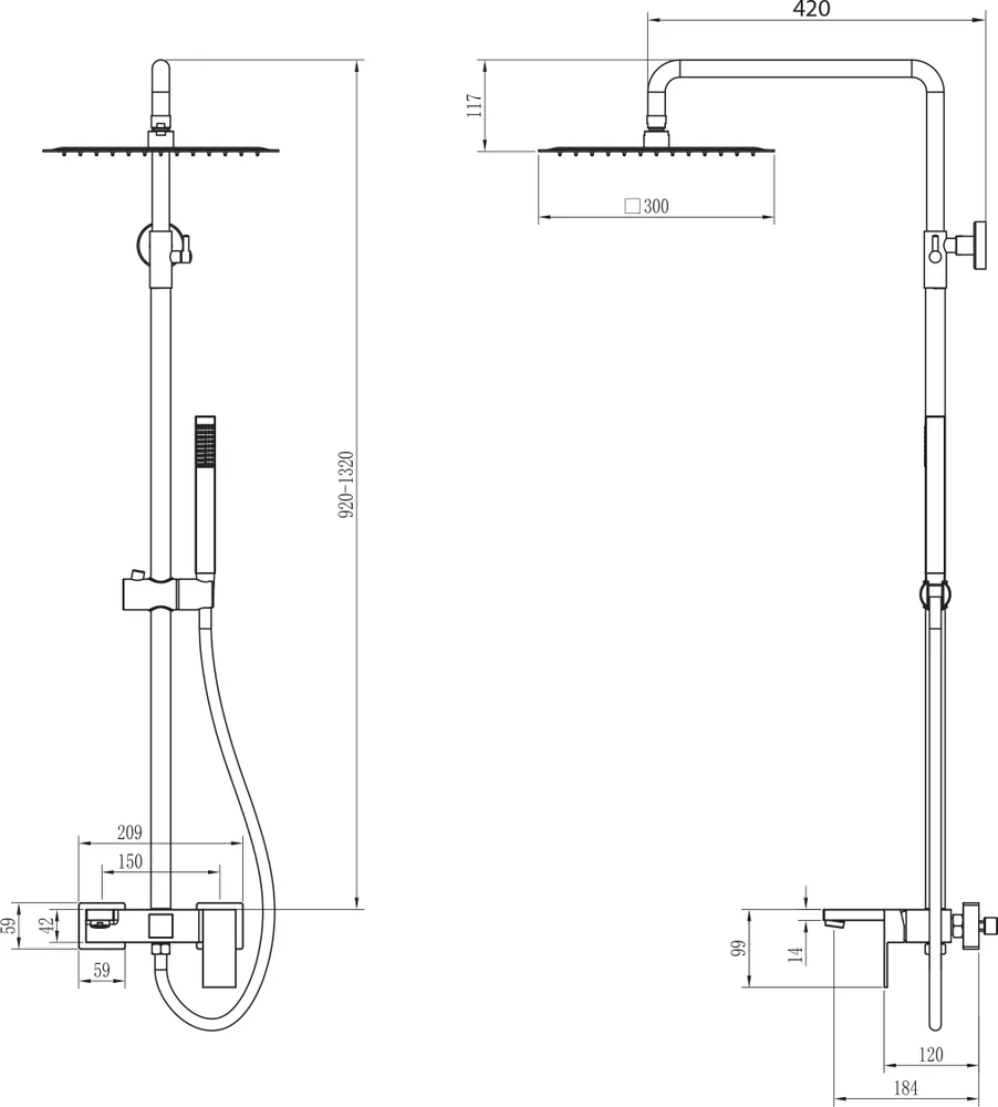 Душевая стойка Boheme Qubic белый матовый 478-MW - 1